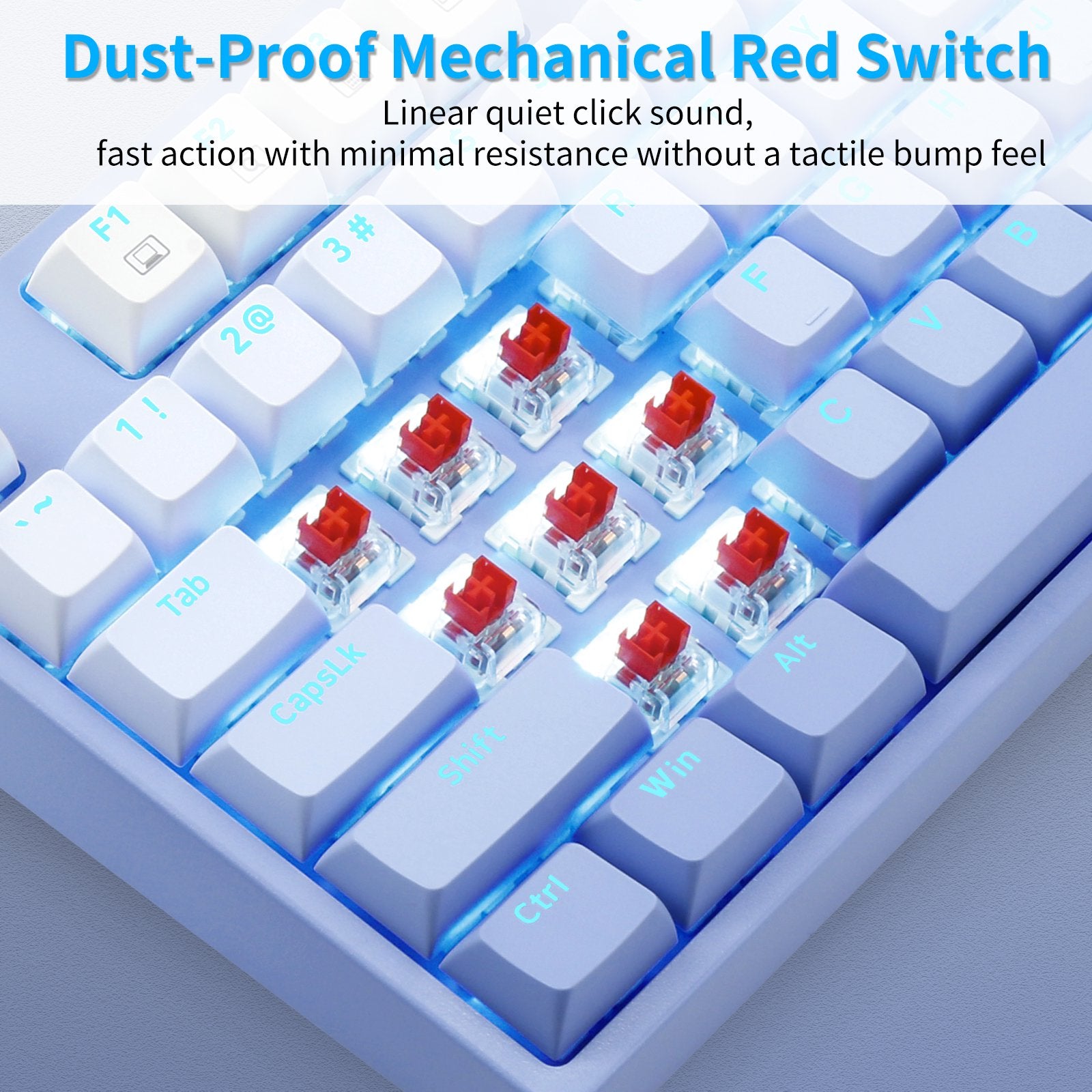 E-Yooso Z-87 Ice Blue Single Light 87 Keys Wired Mechanical Keyboard Blue/White (Gradient Blue)