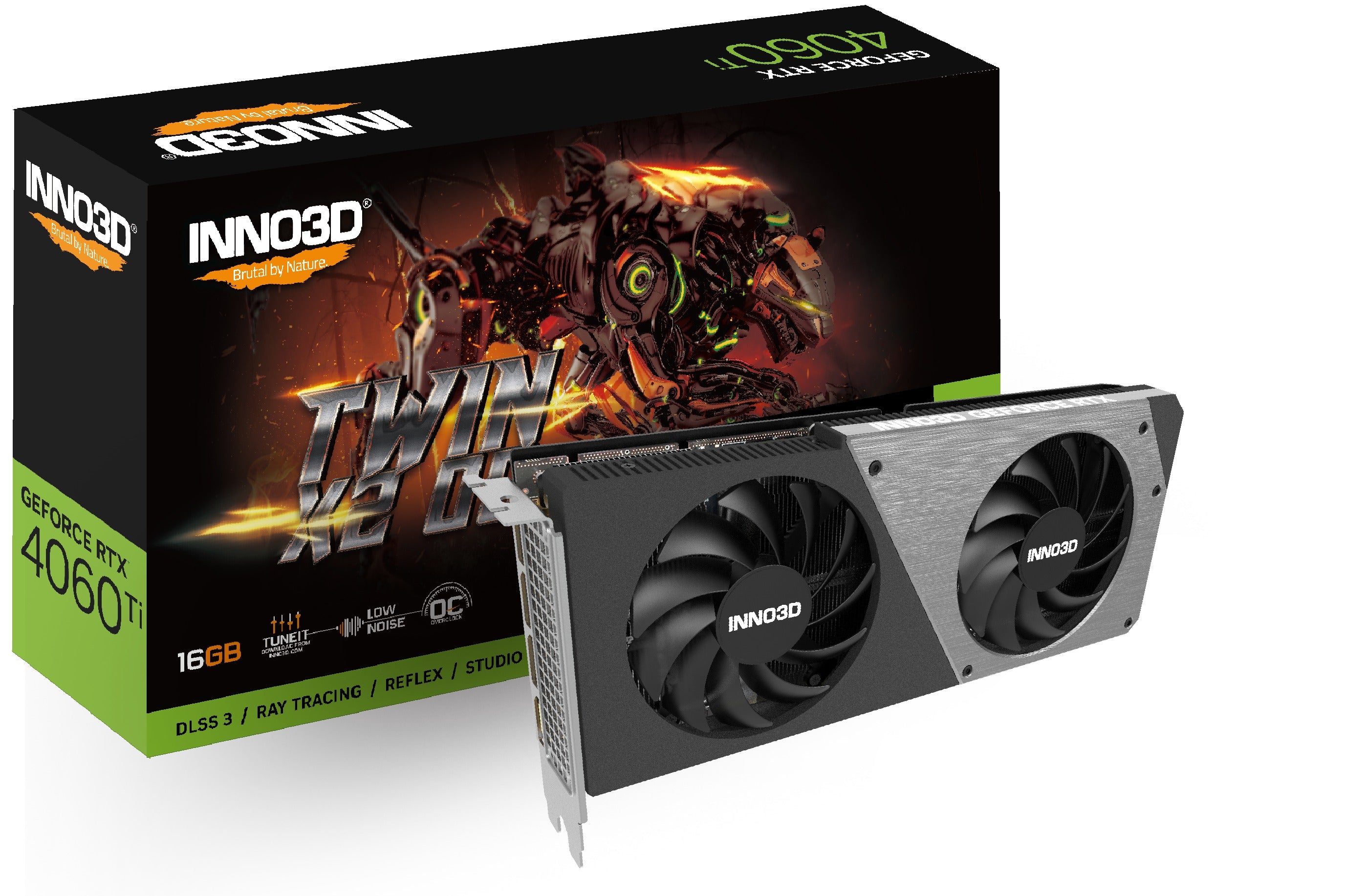 INNO3D GeForce RTX 4060 TI 16GB Twin X2 OC GDDR6 Graphics Card (Black)