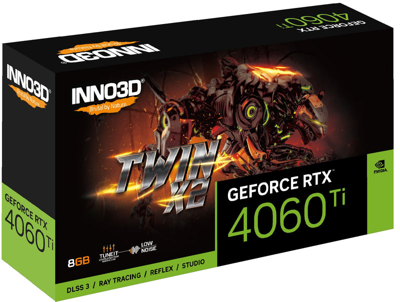 INNO3D GeForce RTX 4060 TI 8GB Twin X2 GDDR6 Graphics Card (Black) (N406T2-08D6-171153N)