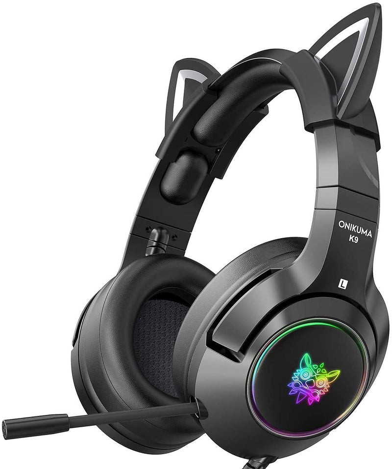 Onikuma K9 Cat Ears RGB Noise Cancelling Gaming Headset With Microphone (Black)
