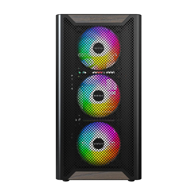 Montech XR Wood Mid-Tower TG Side Panel & Mesh Front with Wood Blends PC Case | DataBlitz