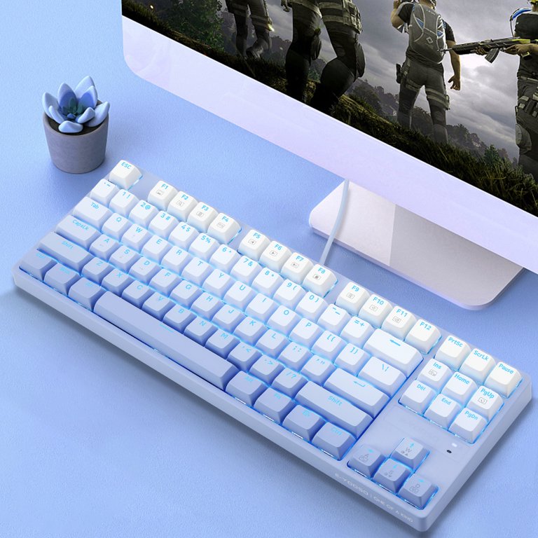 E-Yooso Z-87 Ice Blue Single Light 87 Keys Wired Mechanical Keyboard Blue/White (Gradient Blue)