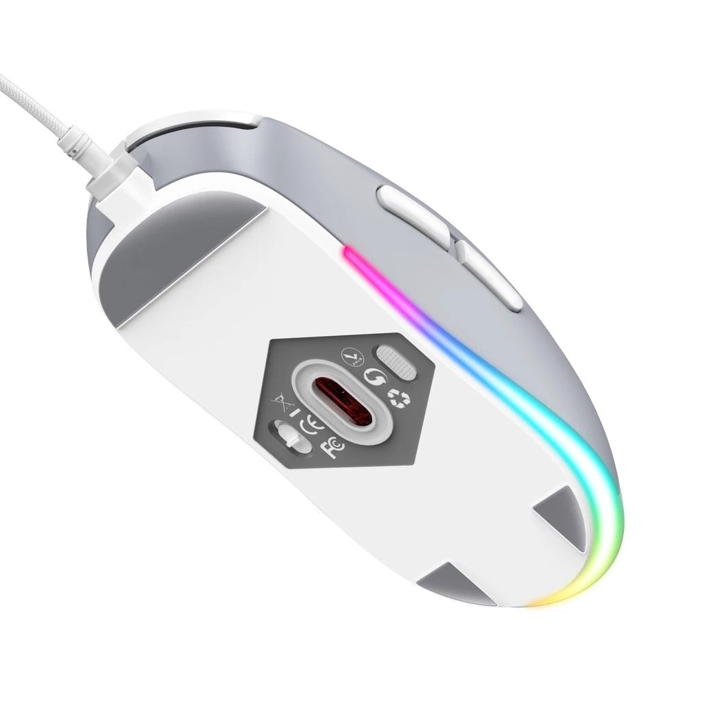 Onikuma CW918 Cat Paw RGB Wired Professional Gaming Mouse (White)