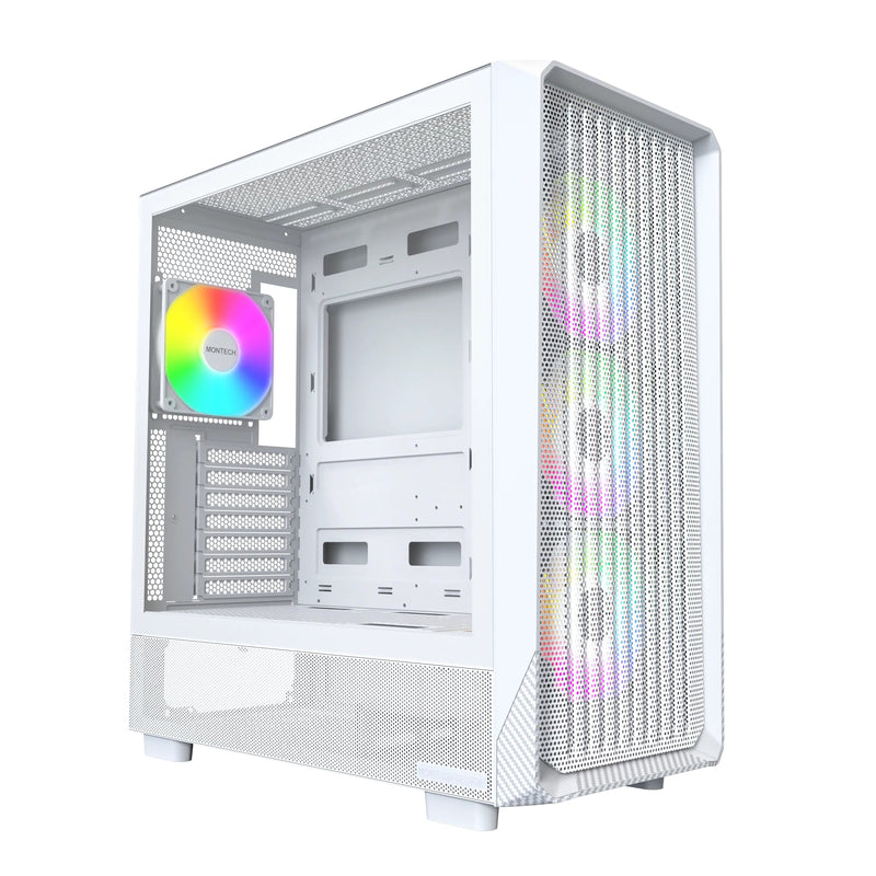 Montech X5 ATX Mid-Tower Carbon Fiber Print TG Side Panel & Mesh Front PC Case | DataBlitz