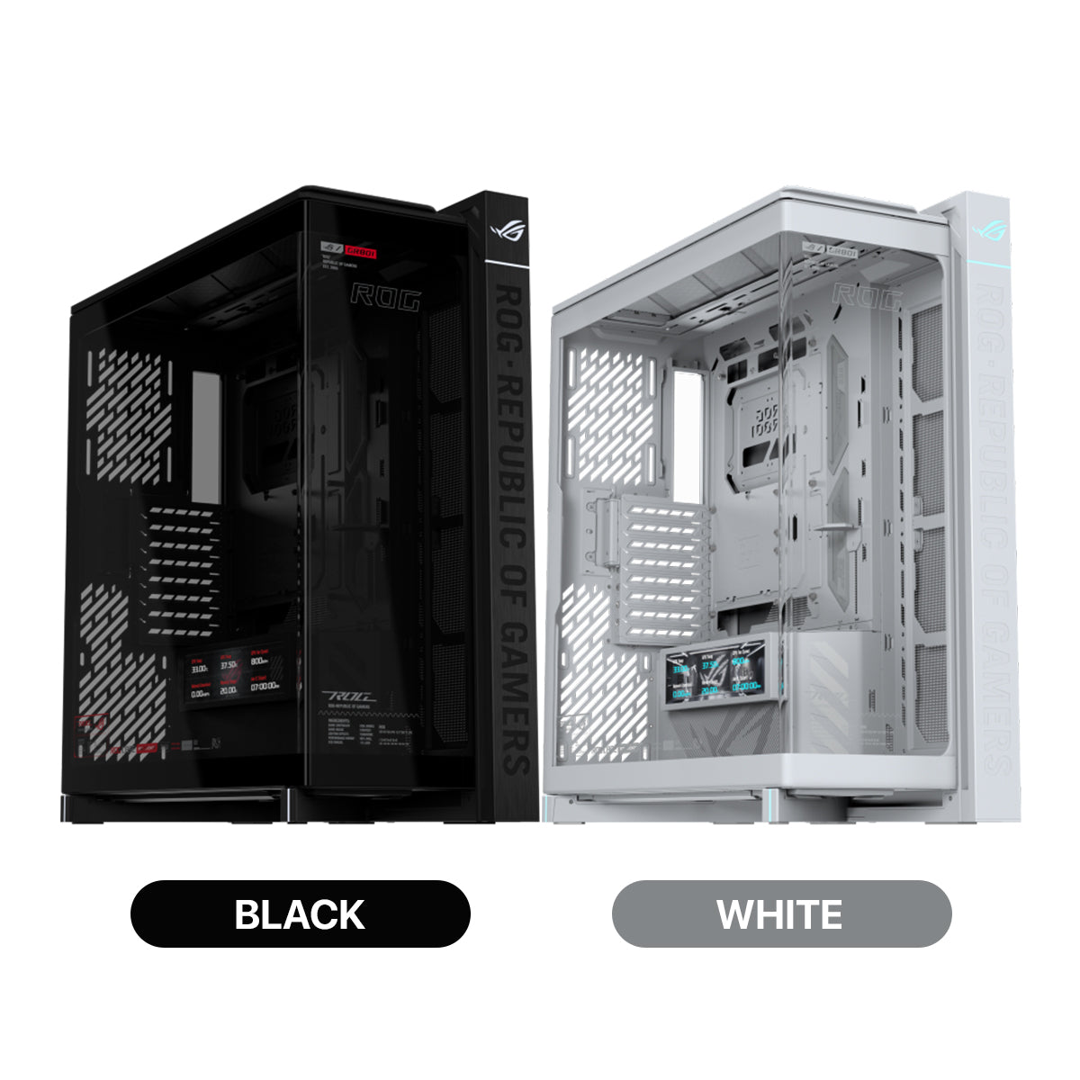 Asus ROG Cronox Panoramic Curved Tempered-Glass Panel Full-Tower PC Case (Black, White Ed.)