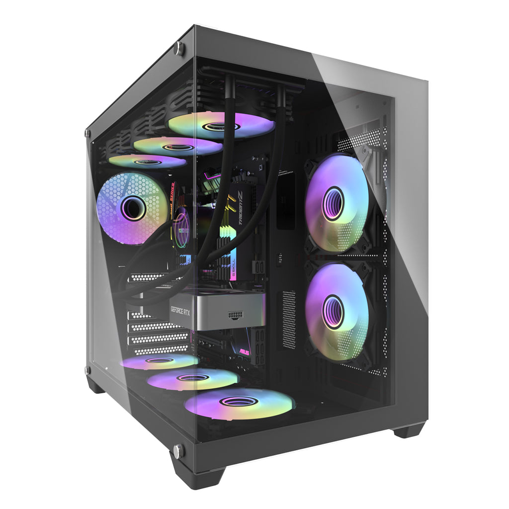 Darkflash C285P Tempered Glass Side Panel Dual Chamber ATX PC Case (Black)