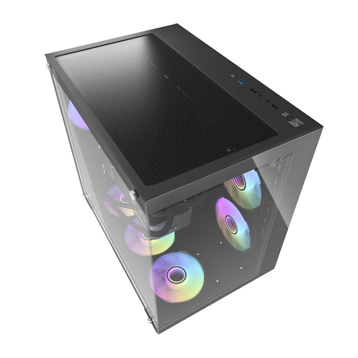 Darkflash C285P Tempered Glass Side Panel Dual Chamber ATX PC Case (Black)