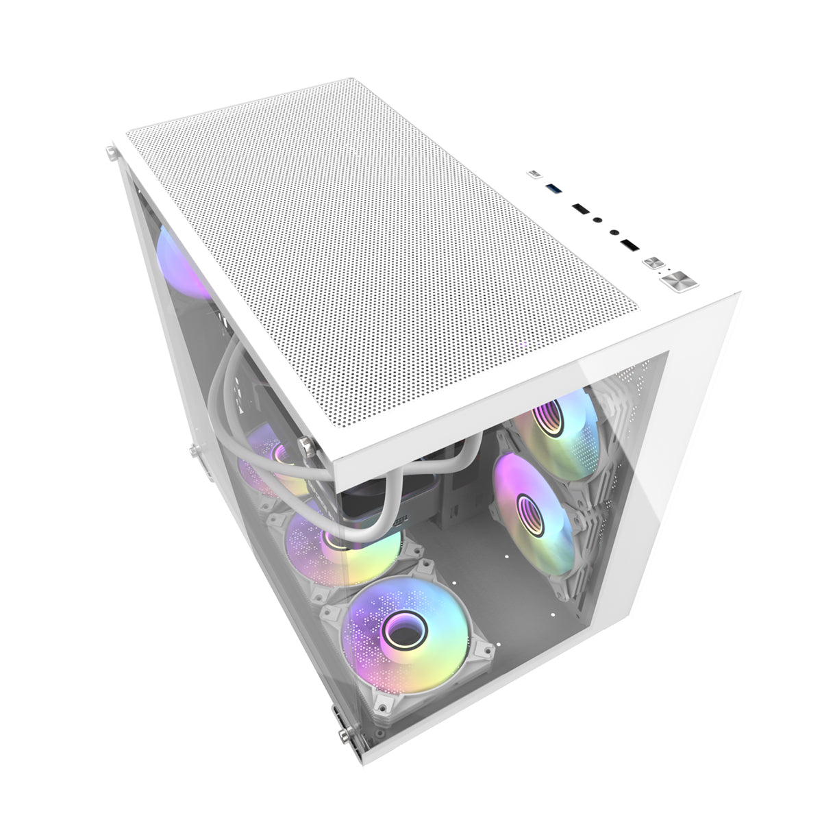 Darkflash C285P Tempered Glass Side Panel Dual Chamber ATX PC Case (White)