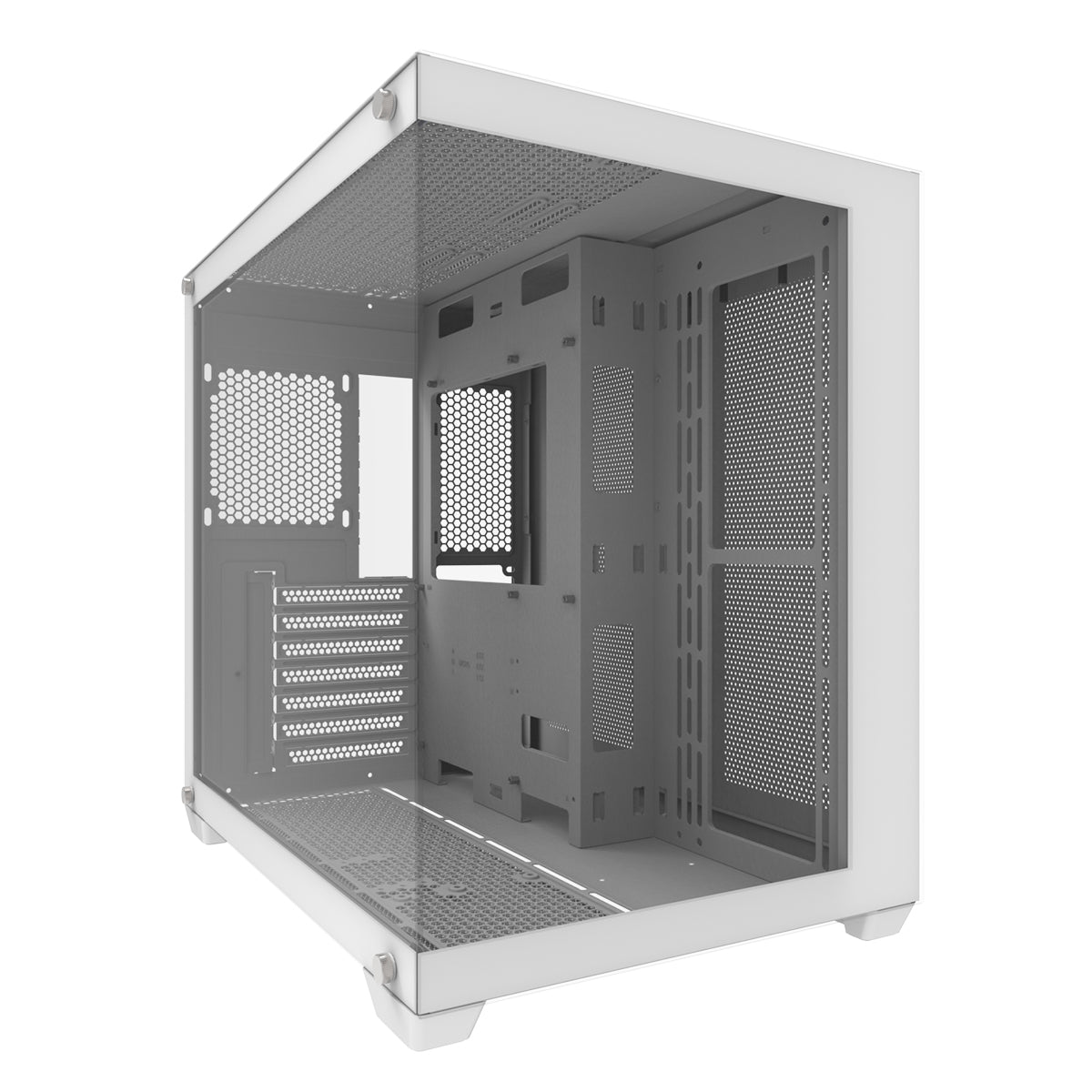 Darkflash C285P Tempered Glass Side Panel Dual Chamber ATX PC Case (White)
