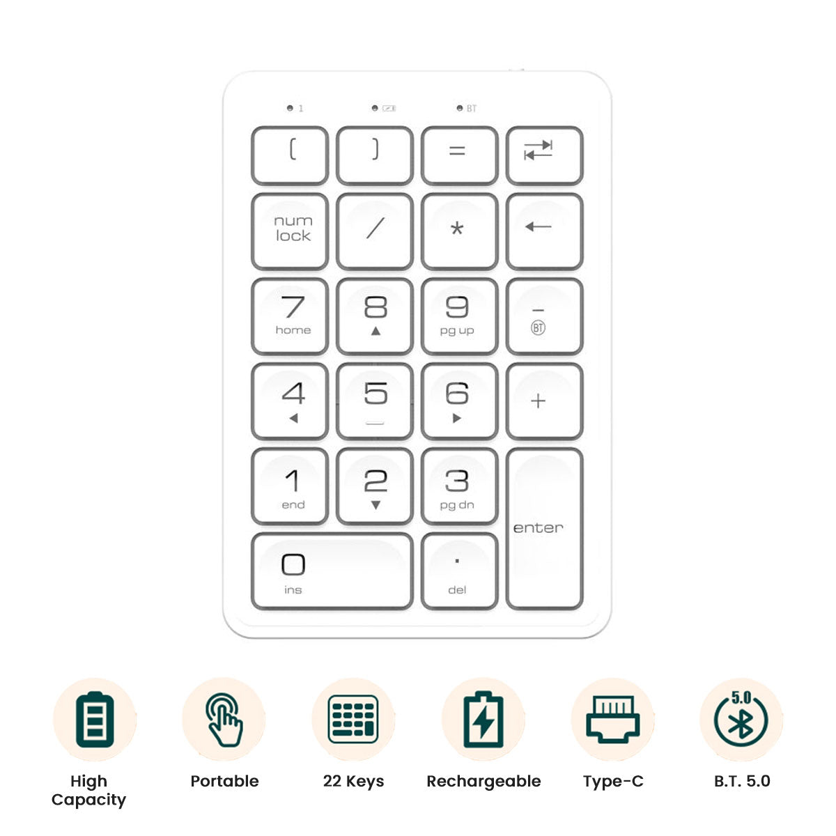 Darkflash N58 Bluetooth Digital Number Keypad (White)