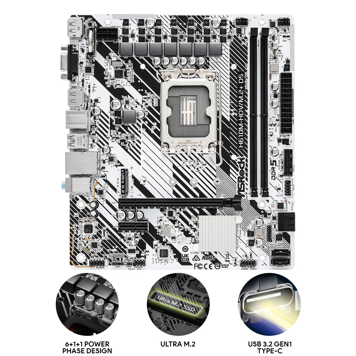 ASRock H610M-HDV/M.2+ D5 Motherboard