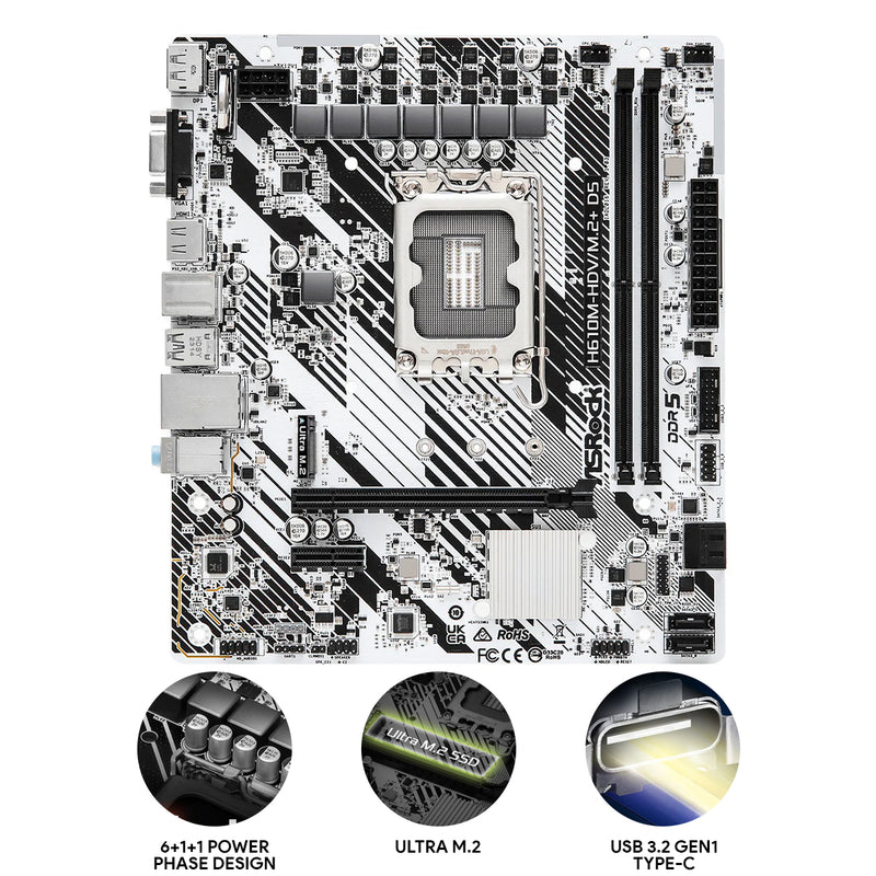 ASRock H610M-HDV/M.2+ D5 Motherboard