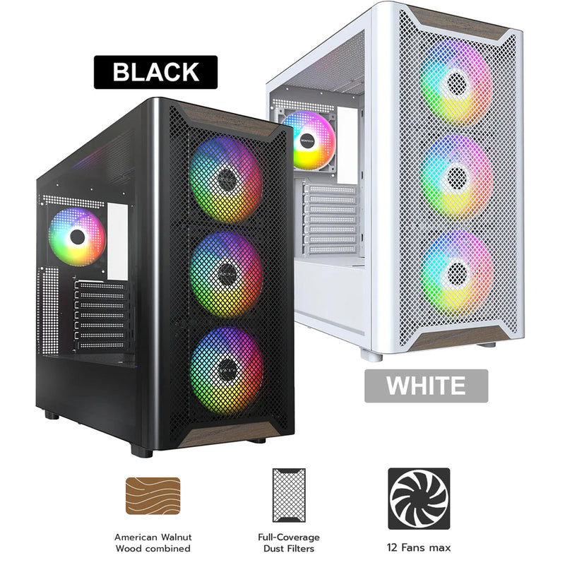 Montech XR Wood Mid-Tower TG Side Panel & Mesh Front with Wood Blends PC Case | DataBlitz