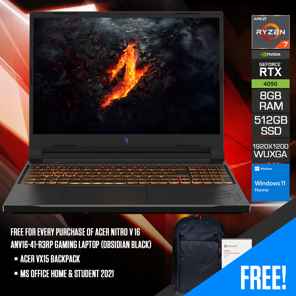 Home All products Acer Nitro V 16 ANV16-41-R3RP Gaming ...