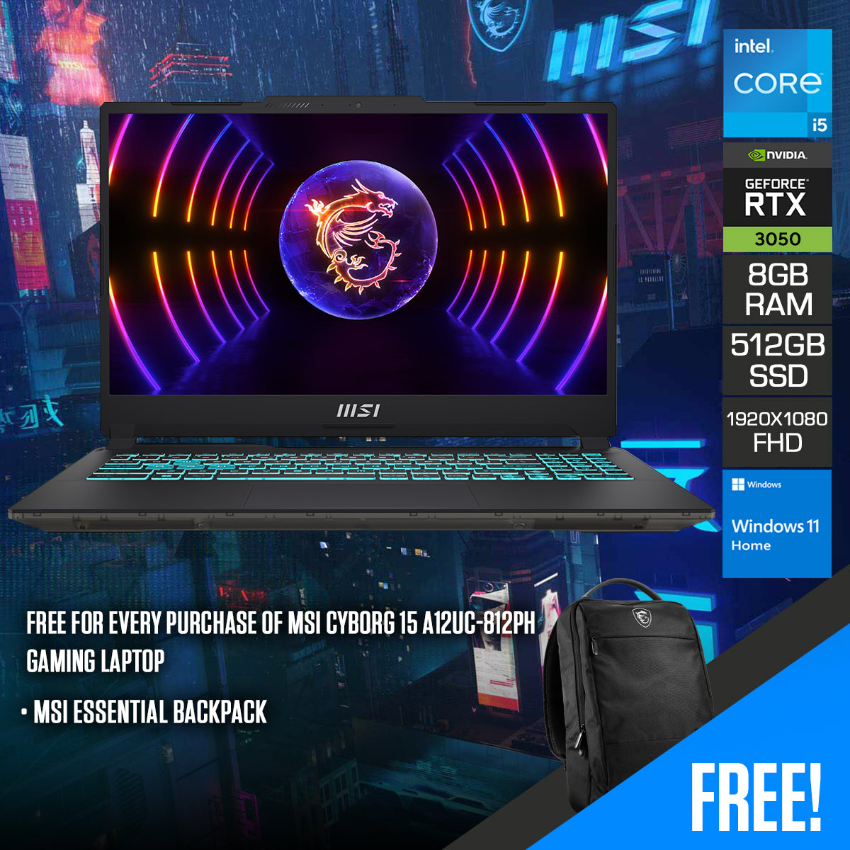 MSI Cyborg 15 A12UC-812PH Gaming Laptop