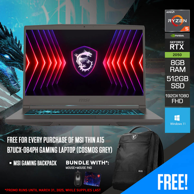 MSI Thin A15 B7UCX-084PH Gaming Laptop (Cosmos Grey)