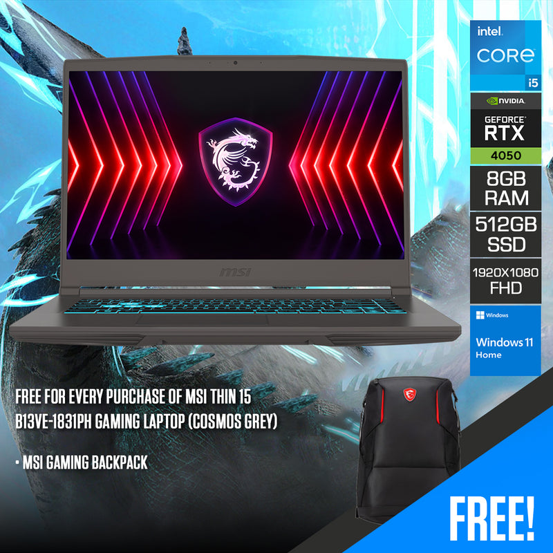 MSI Thin 15 B13VE-1831PH Gaming Laptop (Cosmos Grey) | DataBlitz