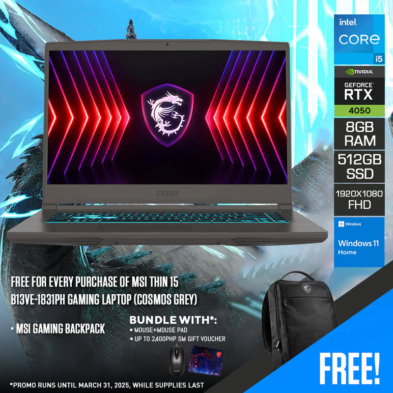 MSI Thin 15 B13VE-1831PH Gaming Laptop (Cosmos Grey)