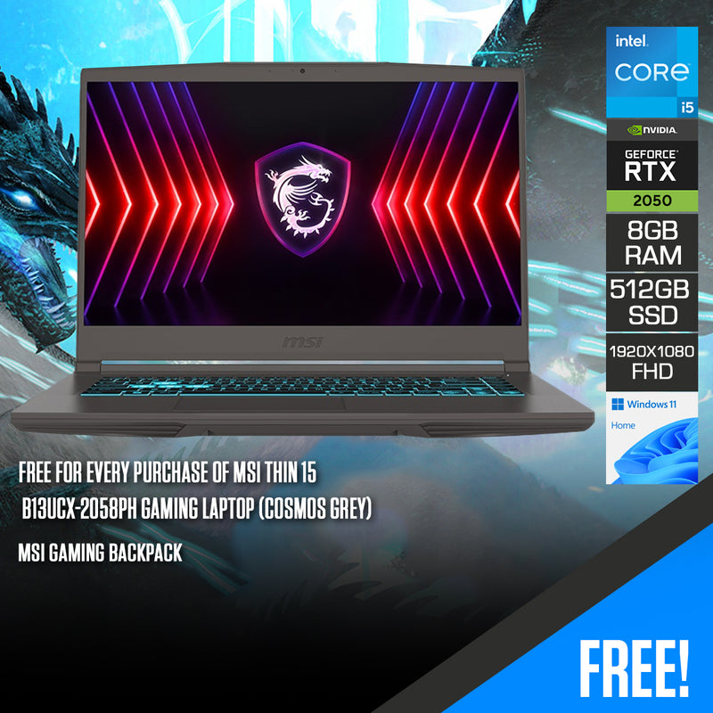 MSI Thin 15 B13UCX-2233PH Gaming Laptop (Cosmos Grey) | Datablitz
