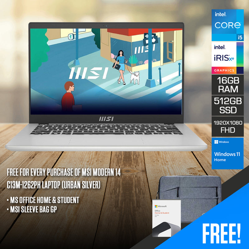 MSI Modern 14 C13M-1262PH Laptop (Urban Silver)