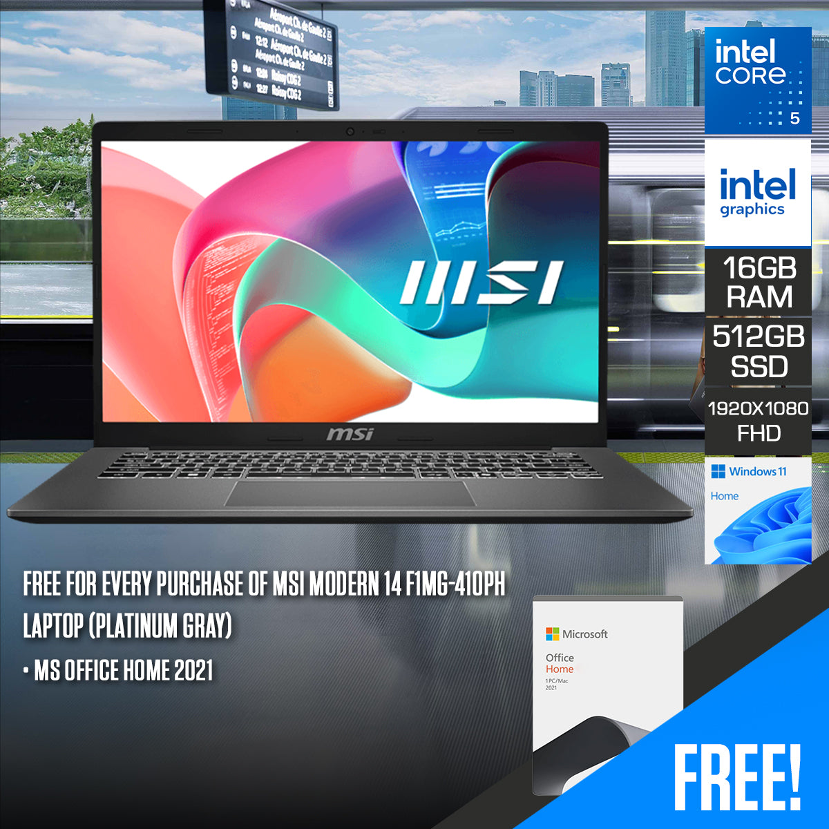 MSI Modern 14 F1MG-410PH Laptop (Platinum Gray)