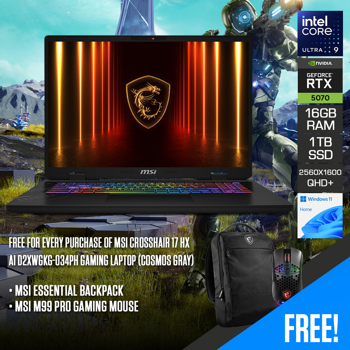 MSI Crosshair 17 HX AI D2XWGKG-034PH Gaming Laptop (Cosmos Gray) | DataBlitz