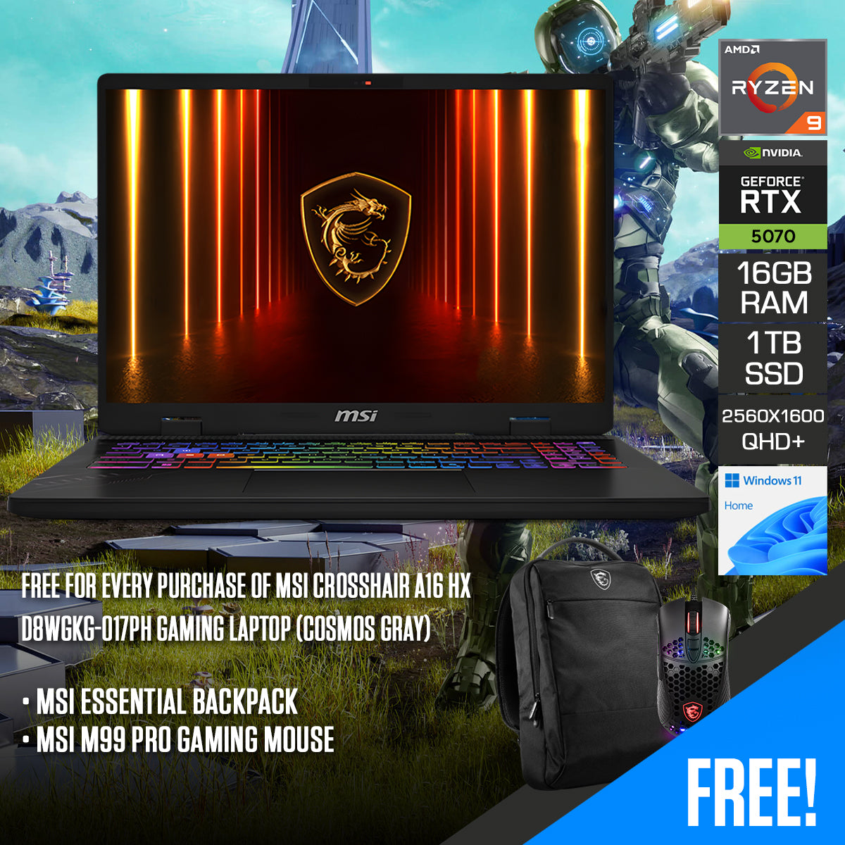 MSI Crosshair A16 HX D8WGKG-017PH Gaming Laptop (Cosmos Gray) | DataBlitz