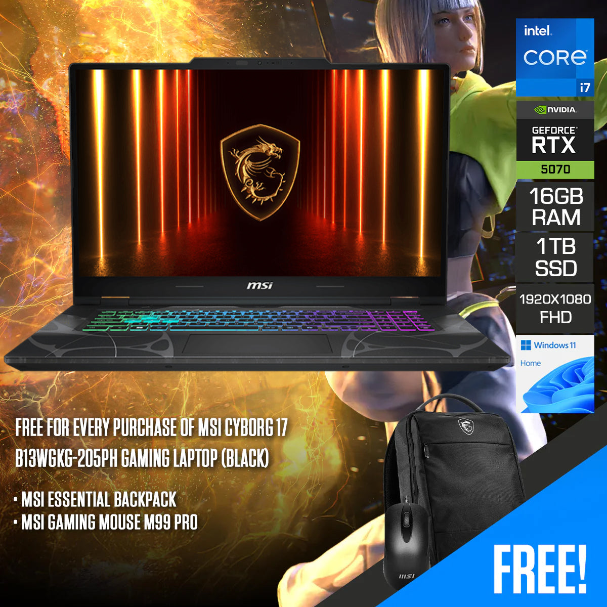 MSI Cyborg 17 B13WGKG-205PH Gaming Laptop (Black) | DataBlitz
