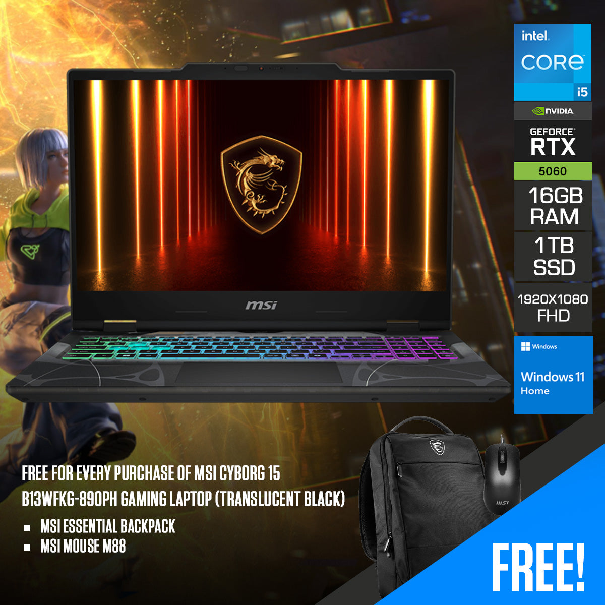 MSI Cyborg 15 B13WFKG-890PH Gaming Laptop
