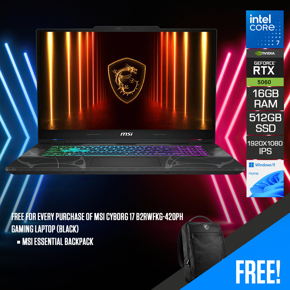 MSI Cyborg 17 B2RWFKG-420PH Gaming Laptop (Black)