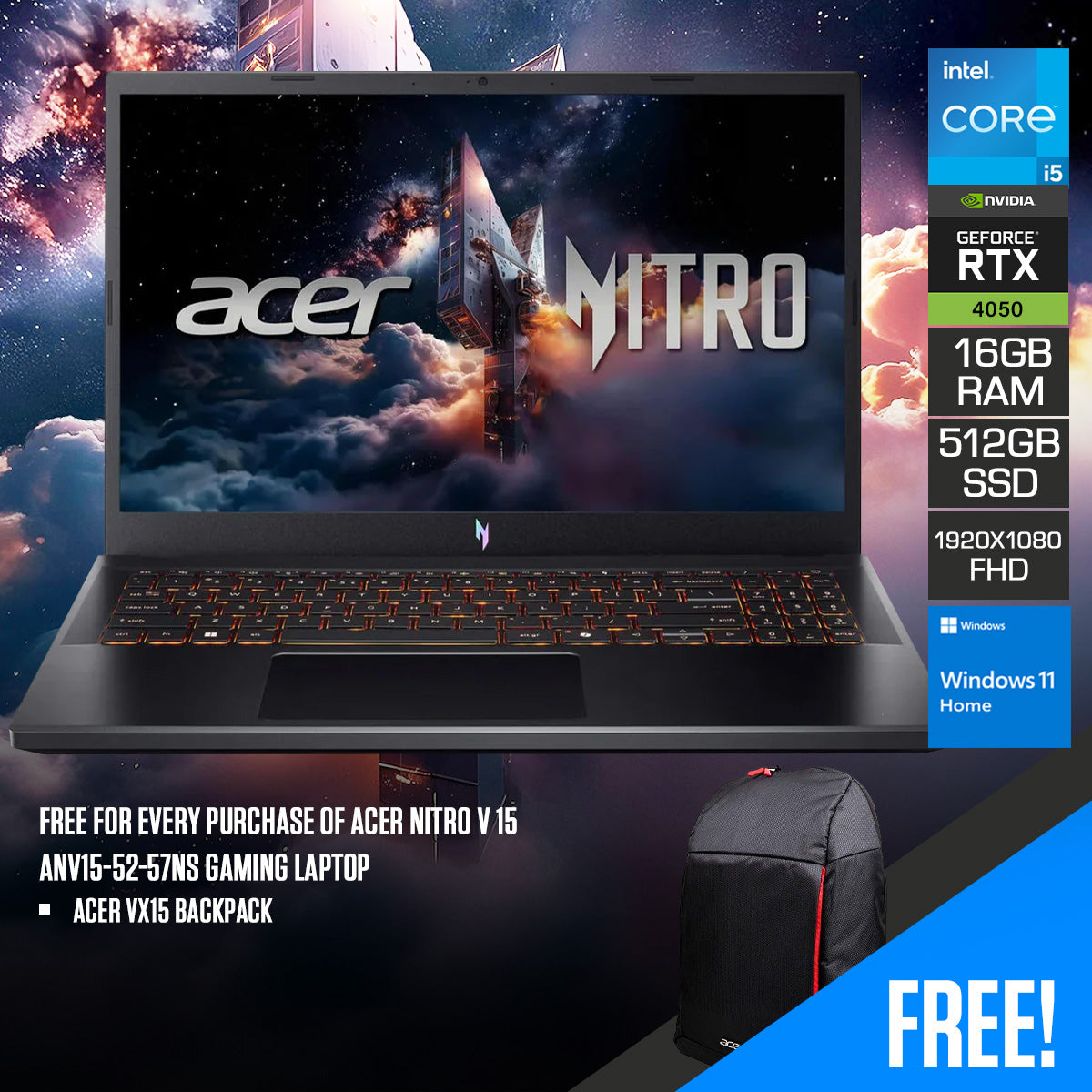 Acer Nitro V 15 ANV15-52-57NS Gaming Laptop