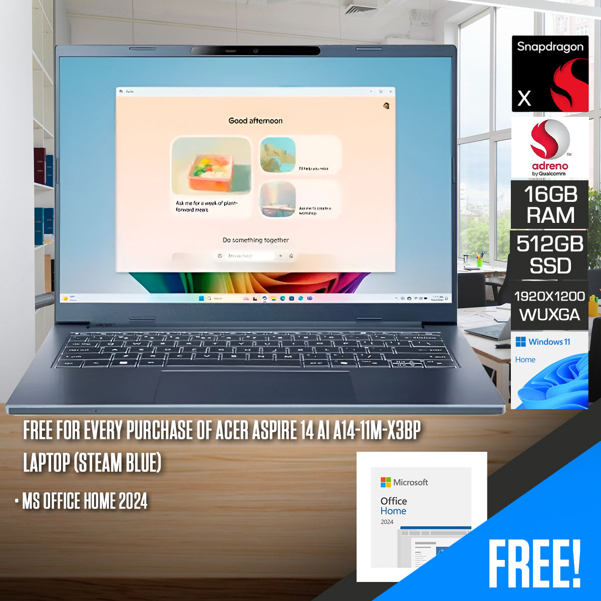 Acer Aspire 14 AI A14-11M-X3BP Laptop (Steam Blue) | DataBlitz