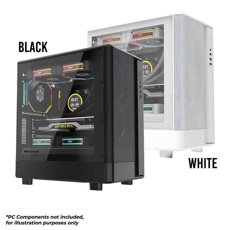 DarkFlash DB330M Mesh TG Panel Luxury M-ATX PC Case (Black, White)