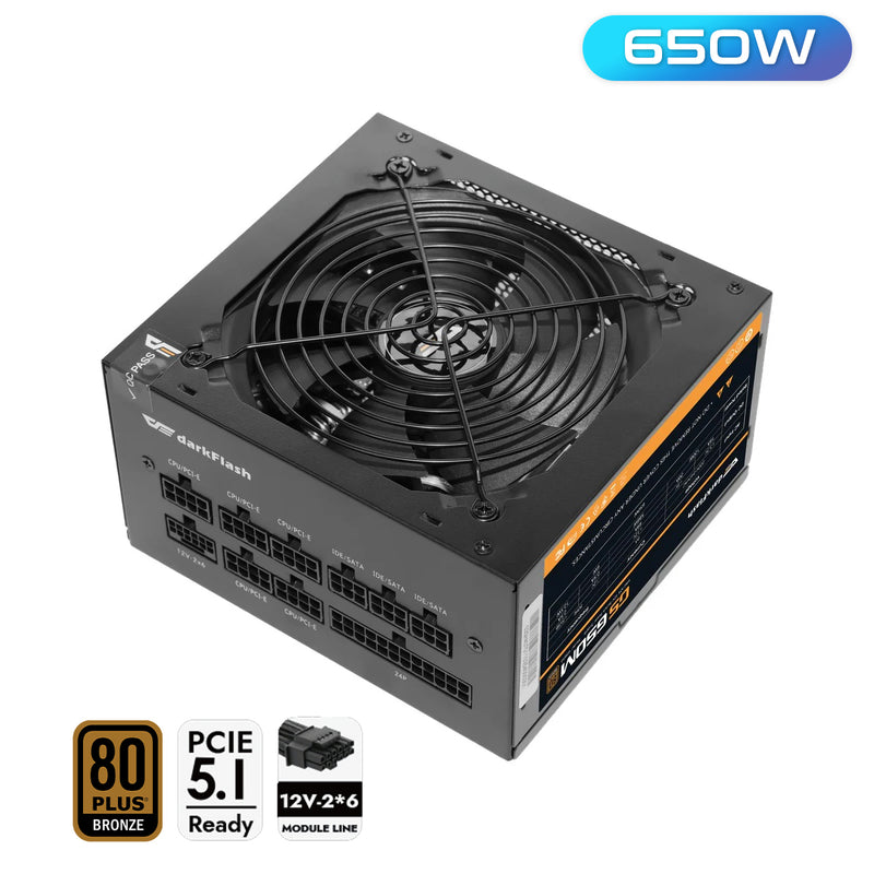 DarkFlash GS 650M 650W 80+ Bronze PCIe 5.1 Ready Full Modular Power Supply
