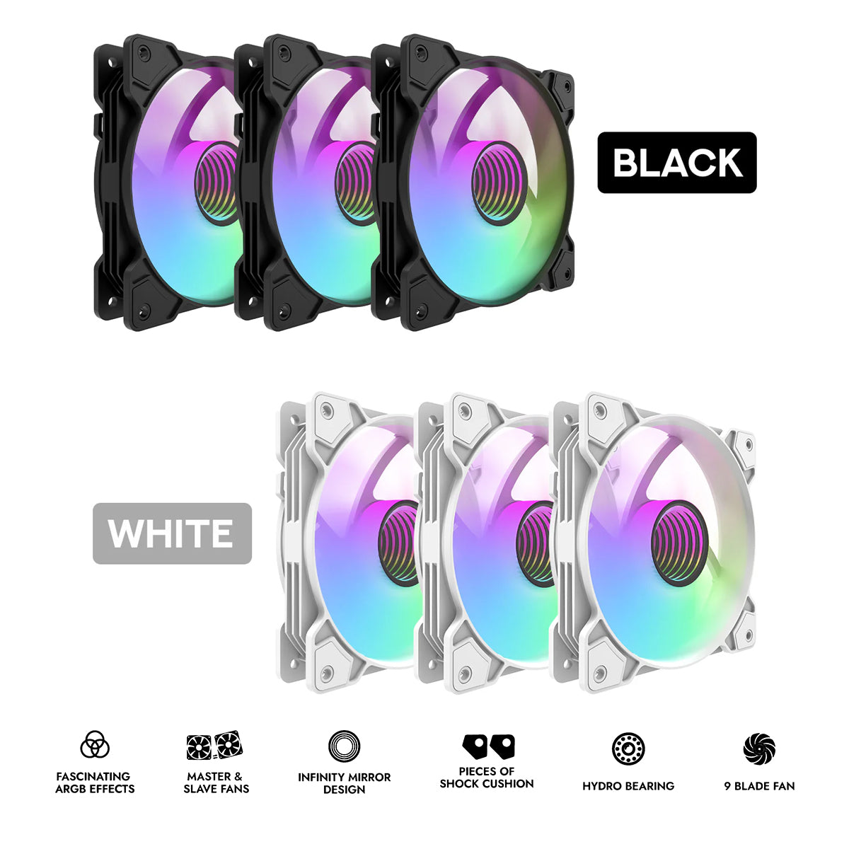 DarkFlash C8 ARGB Cooling Case Fan - 3-in-1 Pack