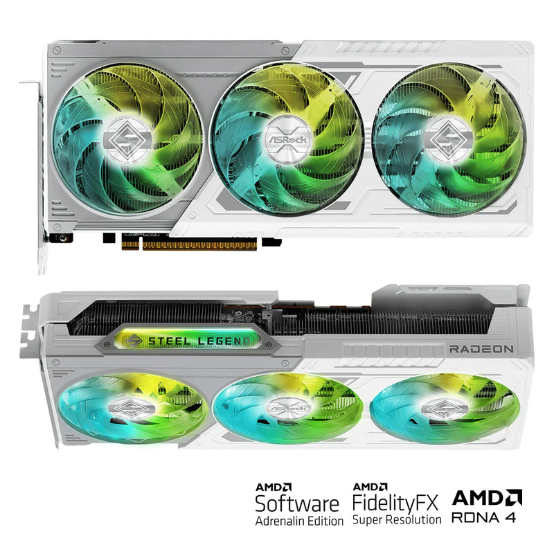 ASRock AMD Radeon RX 9070 Steel Legend 16GB OC DDR6 Graphics Card