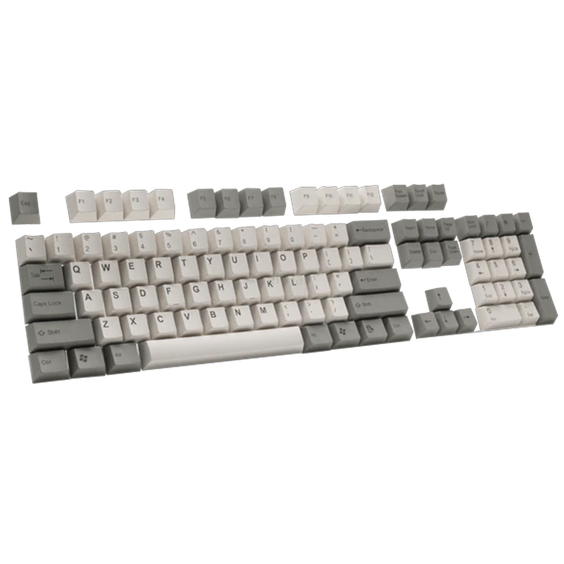 Taihao Double Shot ABS-CUBIC Keycaps Set For Cherry MX Switch (104-KEYS) (Grey/White) (T01WW201)