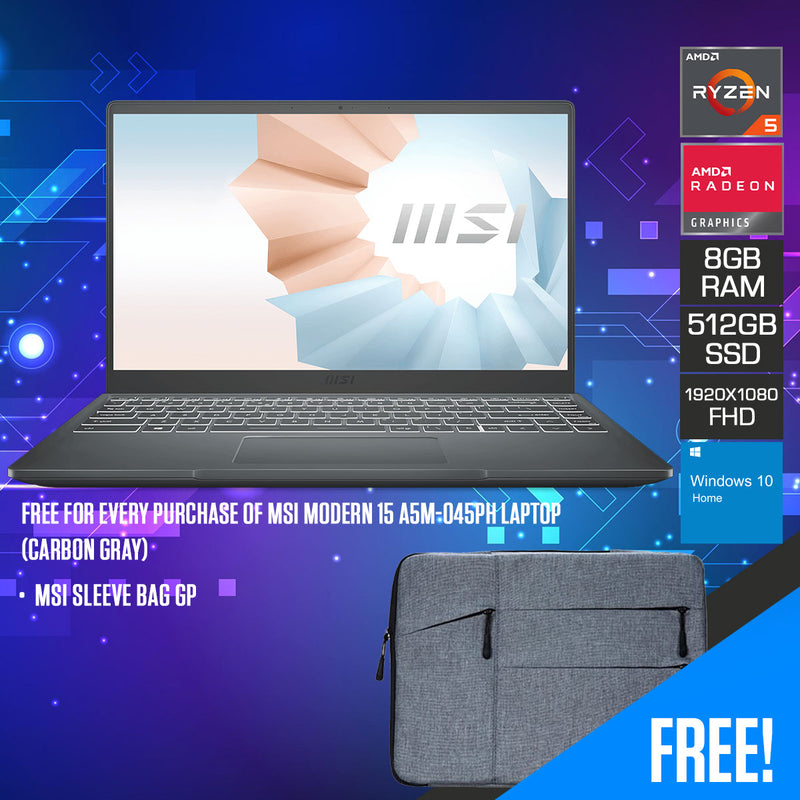 MSI MODERN 15 A5M-045PH LAPTOP (CARBON GRAY)