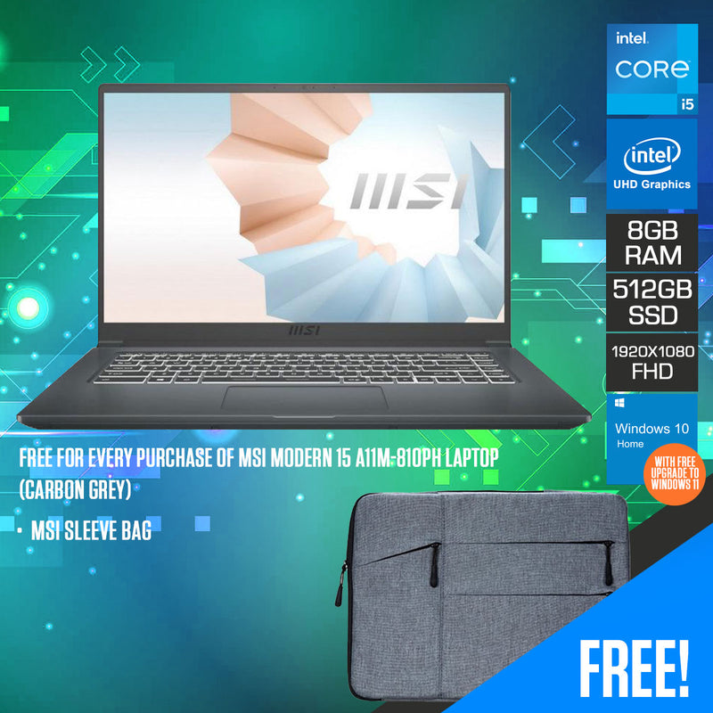 MSI MODERN 15 A11M-810PH 15.6 FHD IPS LAPTOP (CARBON GREY)