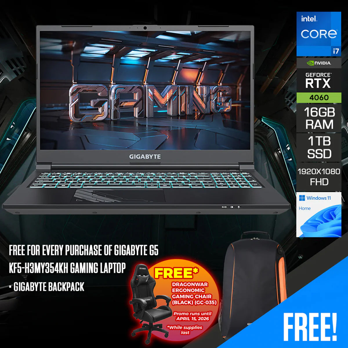 Gigabyte G5 KF5-H3MY354KH Gaming Laptop 