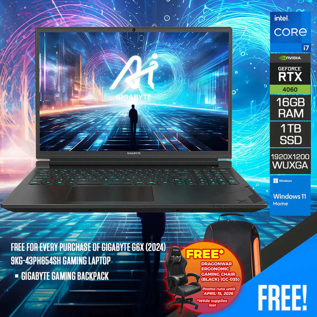 Gigabyte G6X (2024) 9KG-43PH854SH Gaming Laptop 