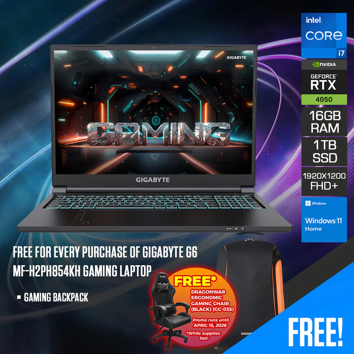 Gigabyte G6 MF-H2PH854KH Gaming Laptop