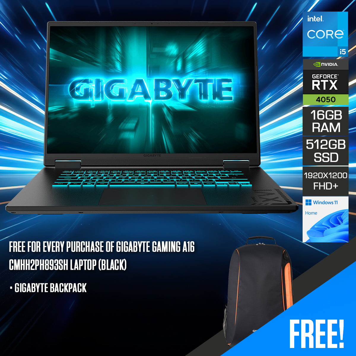 Gigabyte Gaming A16 CMHH2PH893SH Laptop (Black)