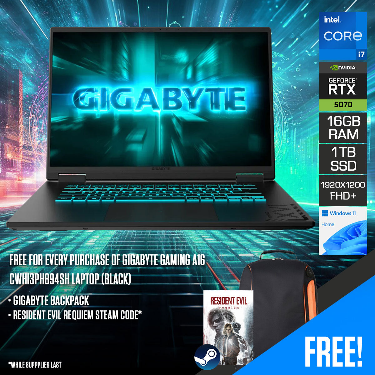 Gigabyte Gaming A16 CTHI3PH893SH Laptop (Black) 