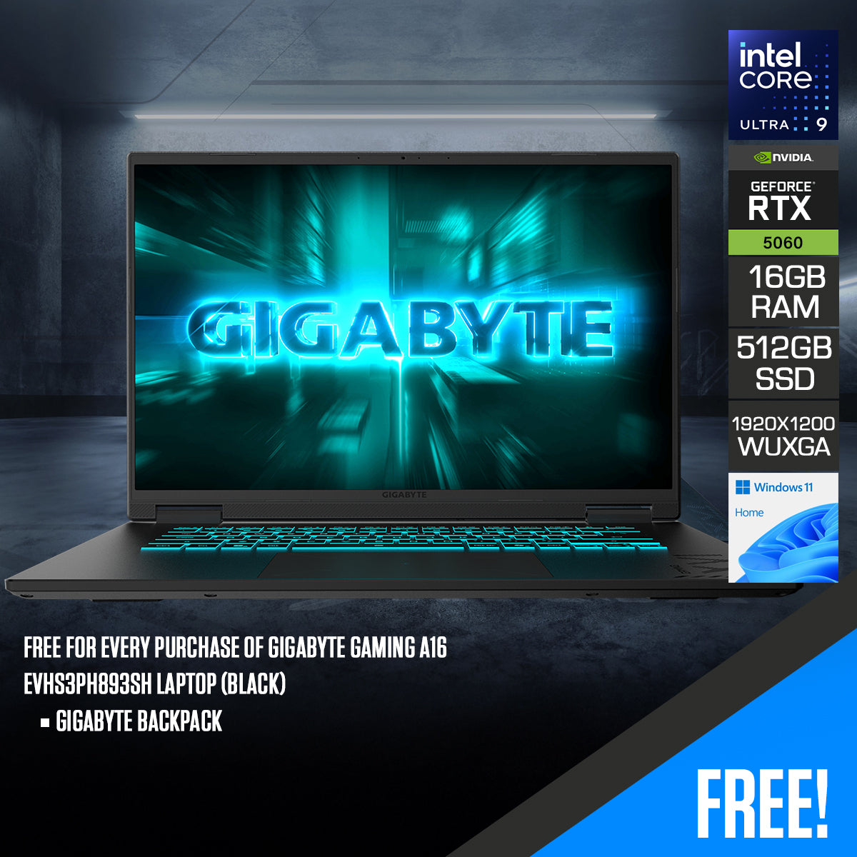 Gigabyte Gaming A16 EVHS3PH893SH Laptop (Black)