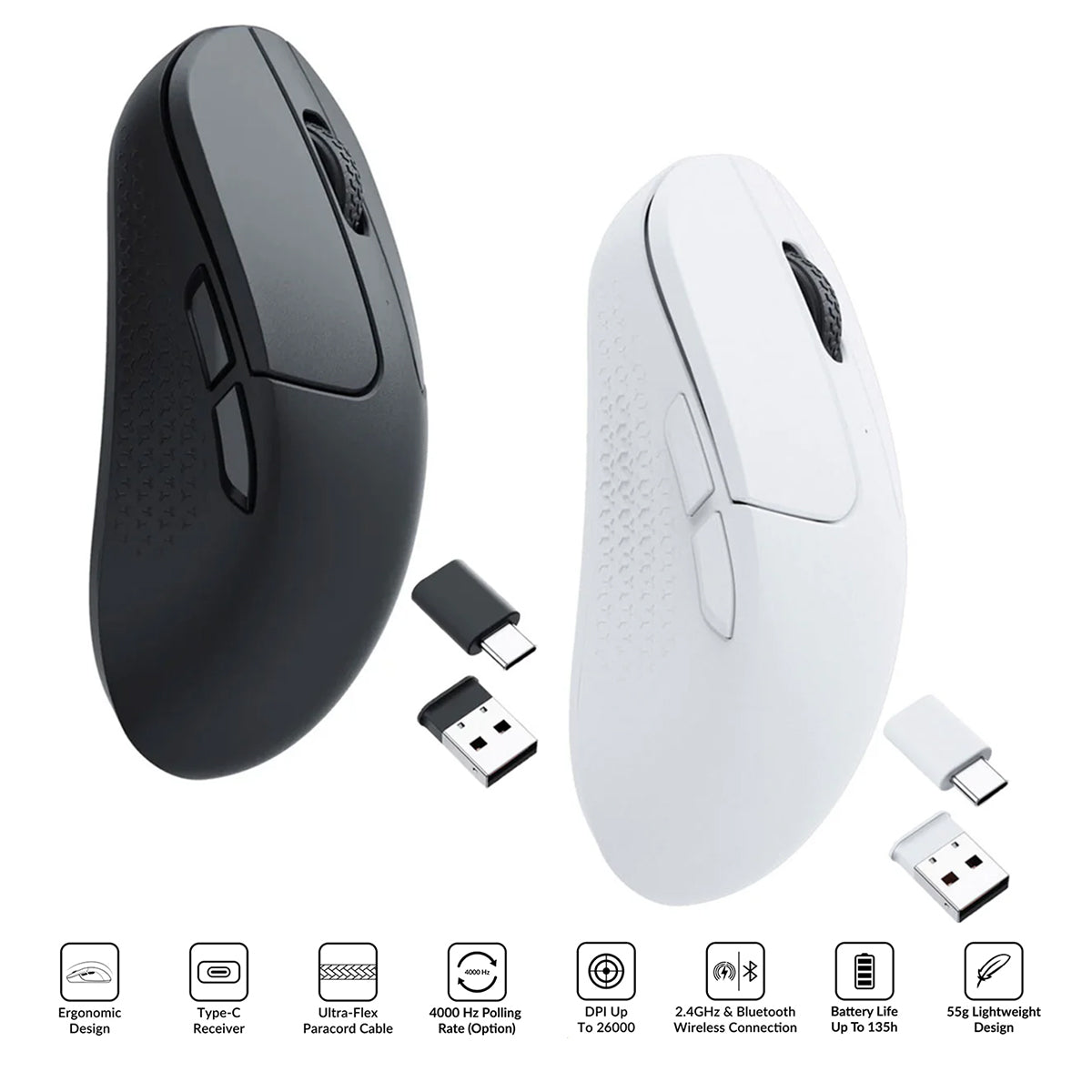 Keychron M3 Mini 1000Hz Wireless Mouse (Black, White) (M3M-A1, M3M-A3)