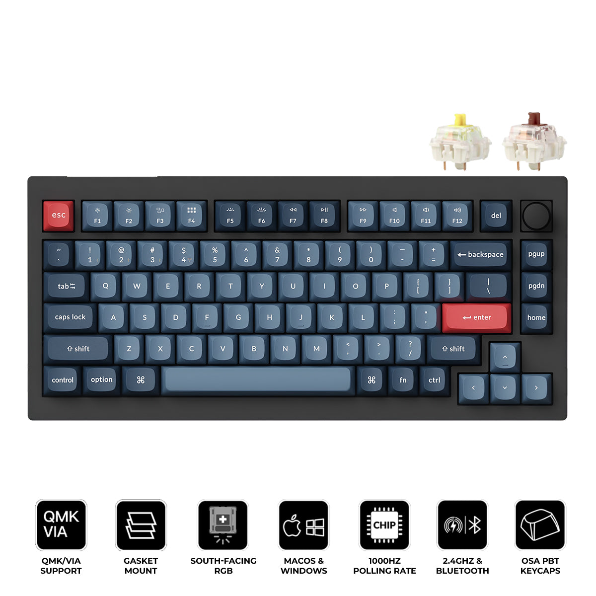 Keychron V1 Max QMK/VIA Fully-Assembled with Knob Hot-Swappable RGB Ba