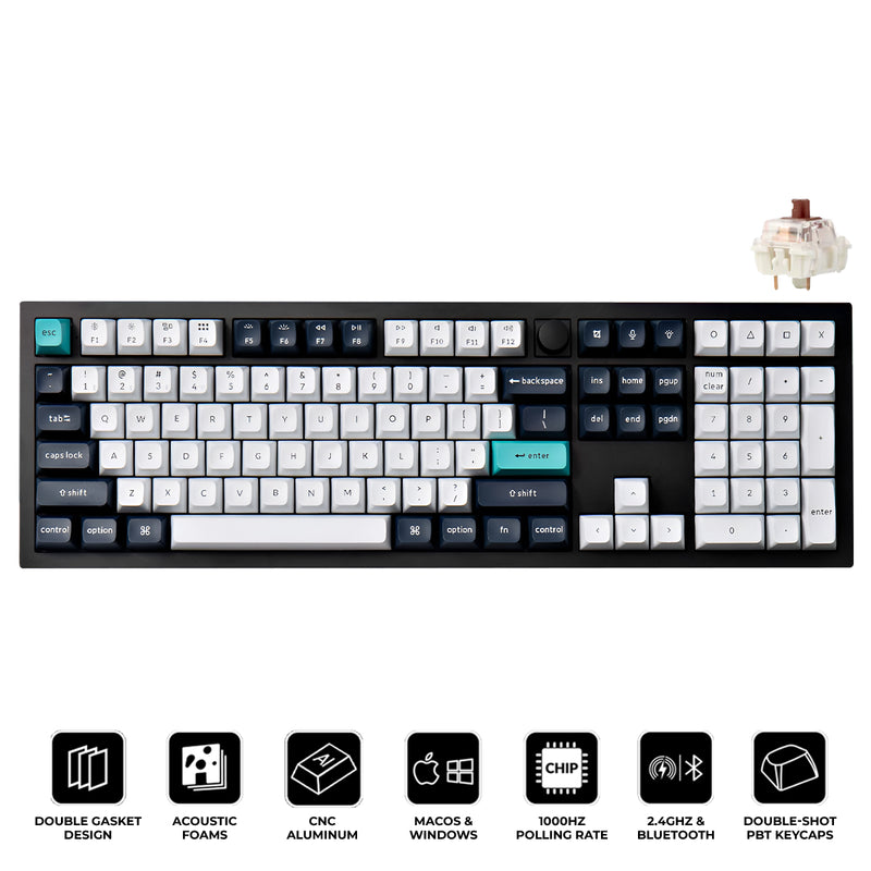 Keychron Q6 Max QMK/VIA Fully Assembled with Knob RGB Backlight Hot-Swappable Wireless Custom Mechanical Keyboard - Carbon Black (Gateron Jupiter Brown Switch) (Q6M-M3)