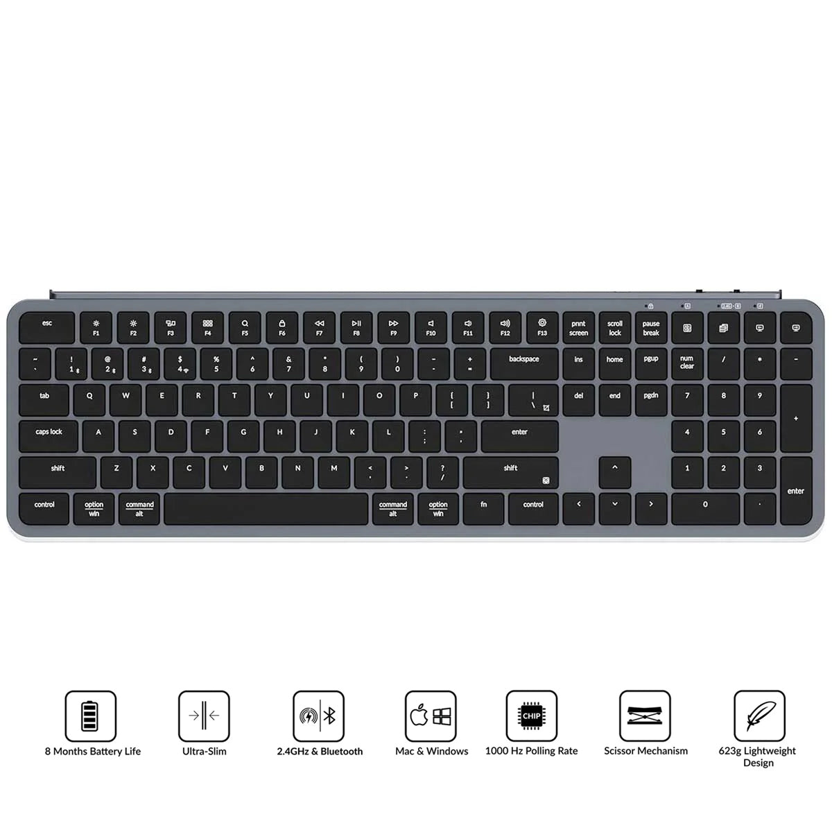Keychron B6 Pro Ultra-Slim Wireless Keyboard (Space Gray) (B6P-K1)
