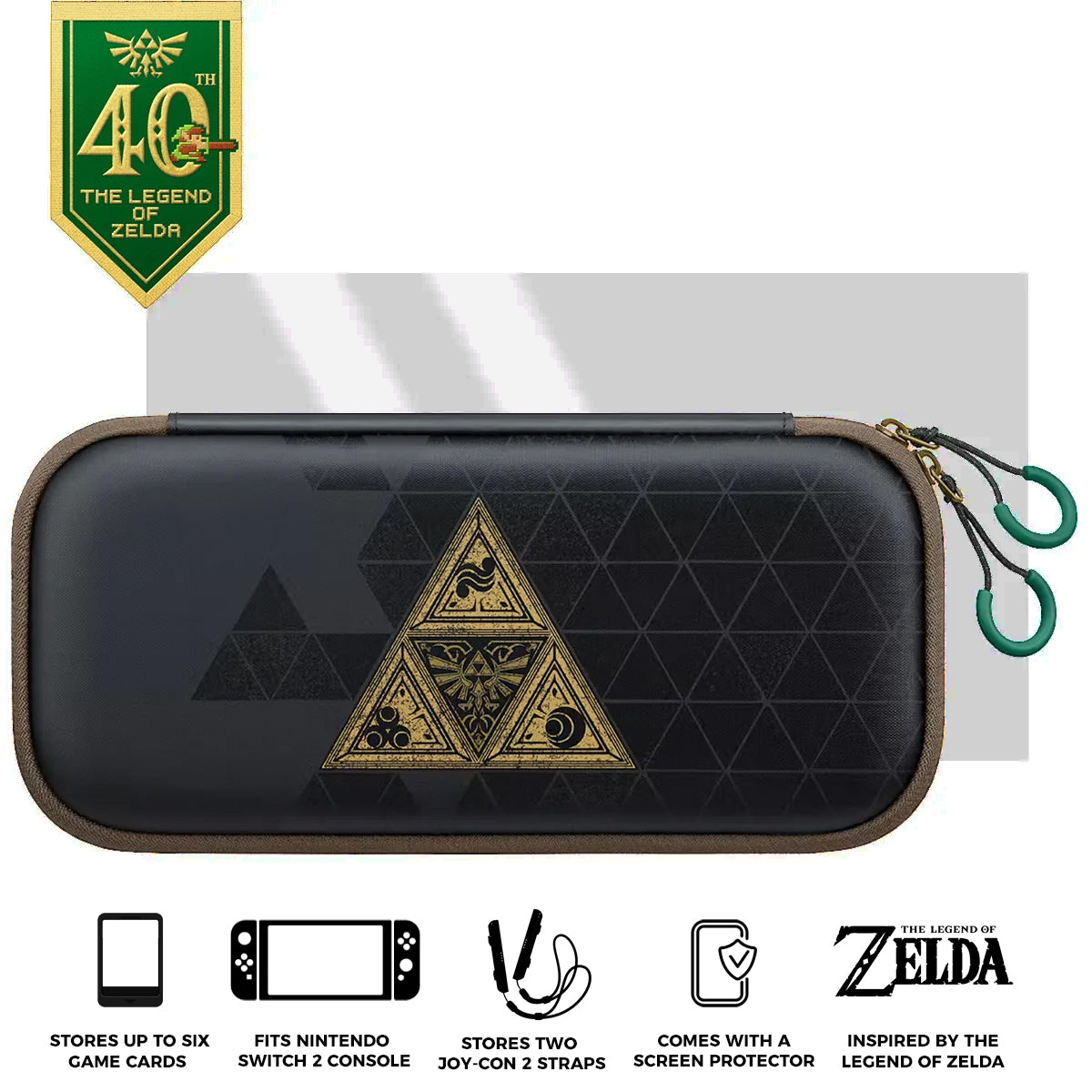 Nintendo Switch 2 Carrying Case with Screen Prorector - The Legend of Zelda 40th Anniversary